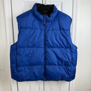 Consensus Outerwear Down Puffer Vest Blue Fleece Lined Zip Pockets XL